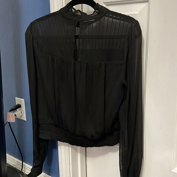 Do+Be black sheer lined blouse with arm ties - Picture 3 of 6